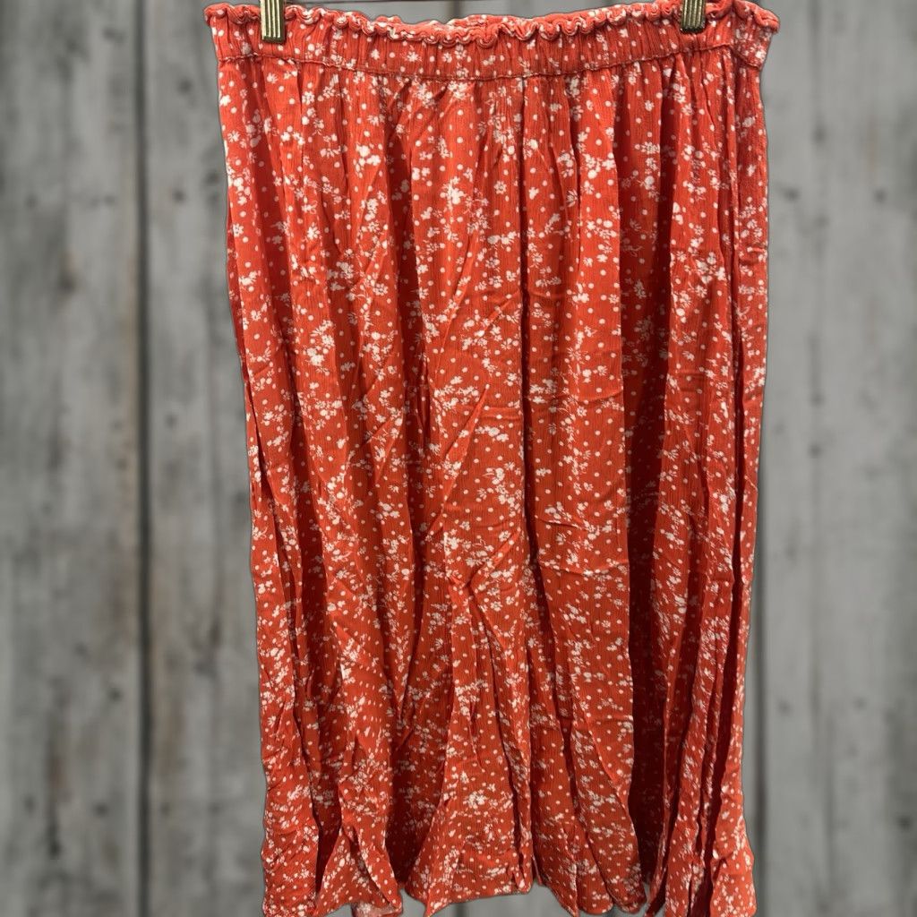 Vintage Seed Heritage Skirt Womens XL Floral Elastic Waist A-Line Long Orange 90s Bohemian Festival Vintage No? Size 40" / US 18 - 1 Thumbnail