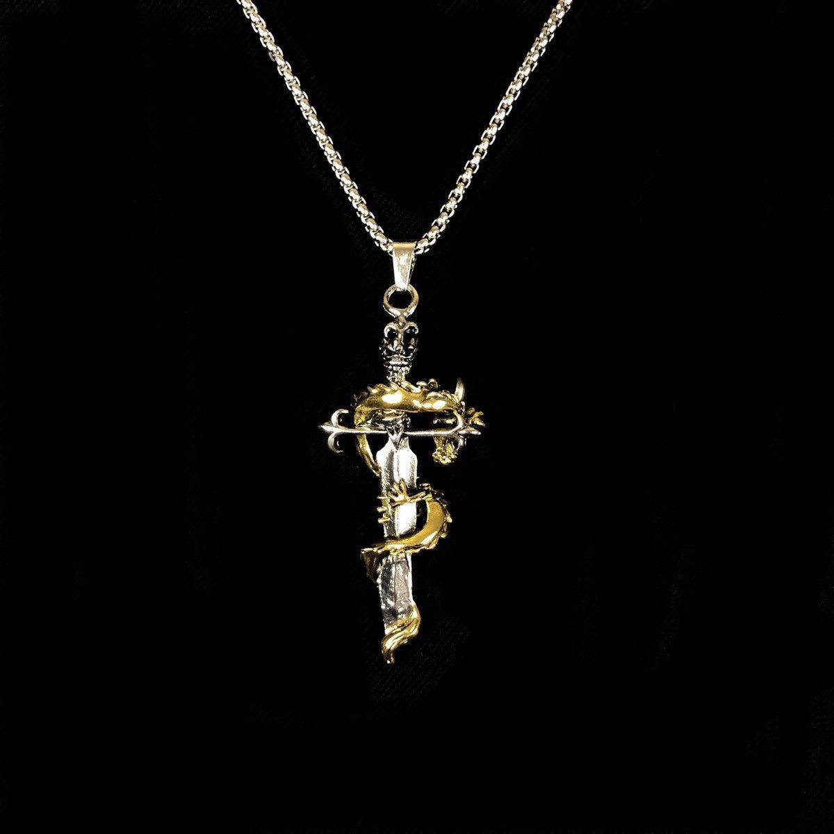 Jewelry Dragon Sword Necklace Punk Chain Size ONE SIZE - 5 Thumbnail
