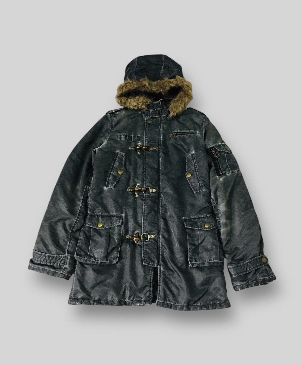 If Six Was Nine × Japanese Brand × Le Grande Bleu (L.G.B.) A07 Incede Punk Bondage Multipocket Fur Hoodie Jacket Size M / US 6-8 / IT 42-44 - 1 Thumbnail