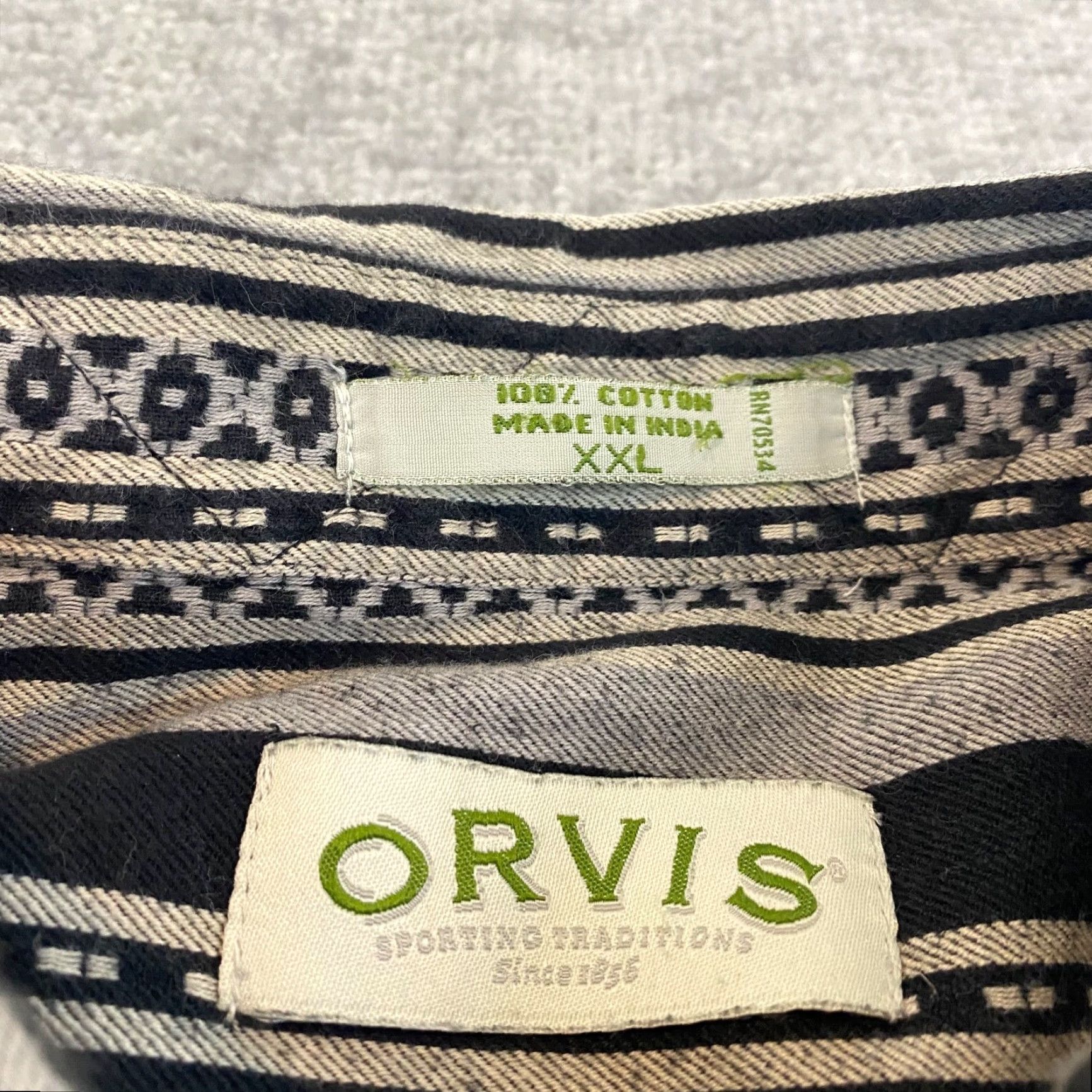 Orvis ORVIS Shirt 2XL Mens Brown Black Stripe Southwestern Button Up Short Sleeve Hike Size US XXL / EU 58 / 5 - 3 Thumbnail