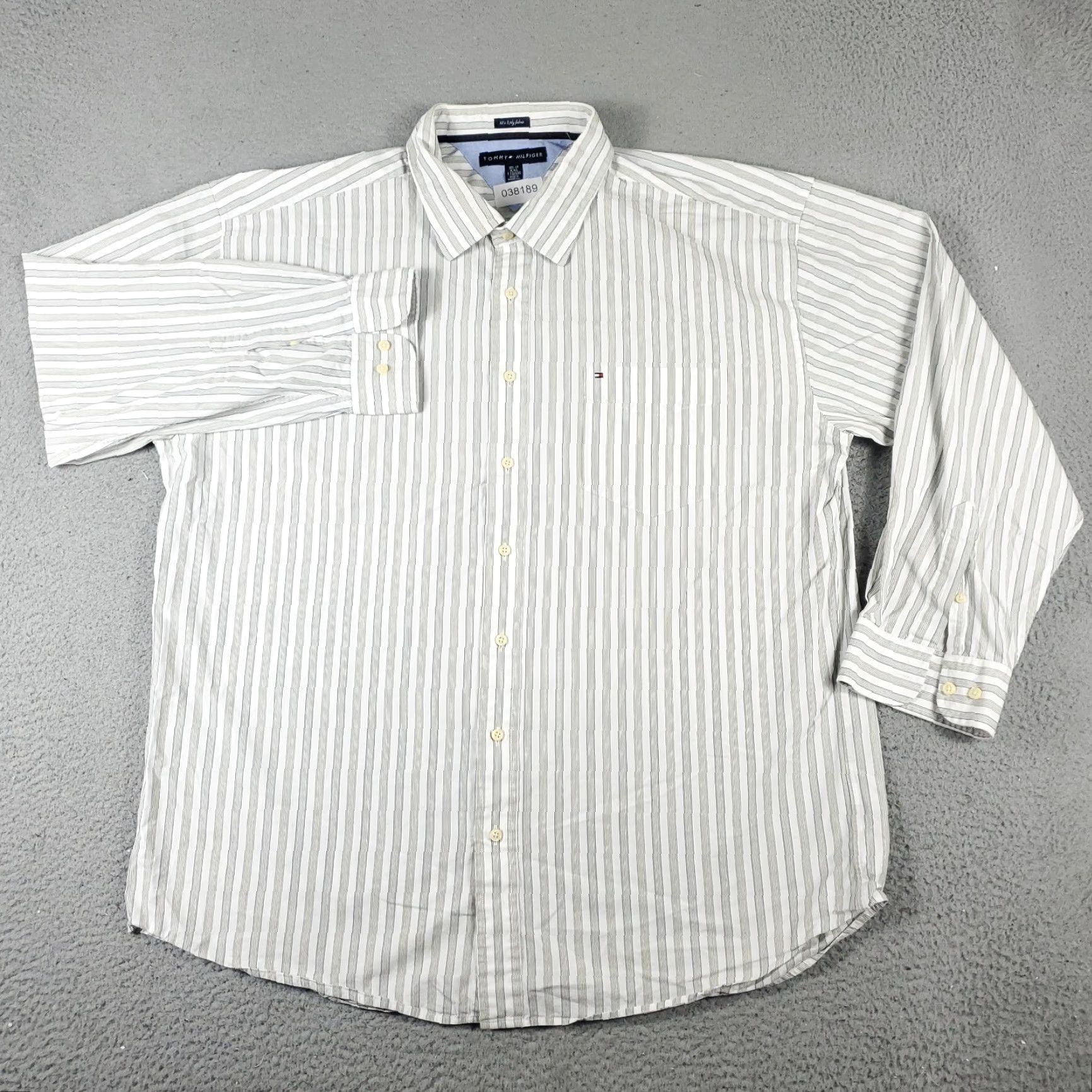 Tommy Hilfiger VINTAGE Tommy Hilfiger Shirt Mens 2XL Beige Striped Button-Up Long Sleeve Casual Formal Modern Preppy Mens Size US XXL / EU 58 / 5 - 3 Thumbnail