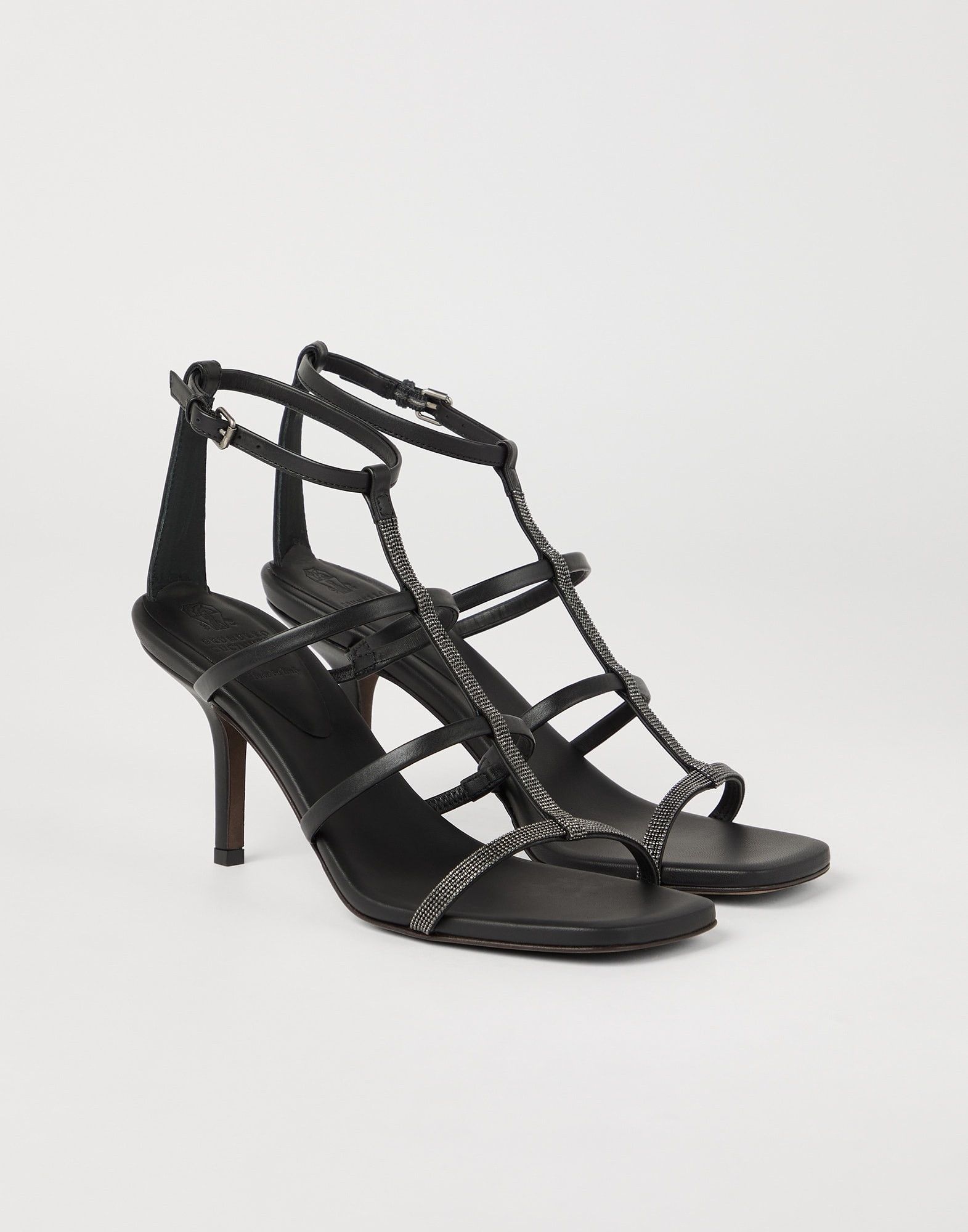 Brunello Cucinelli o1la1rc1a0326 Nappa Sandals With Heel in Black Size US 8 / IT 38 - 5 Thumbnail