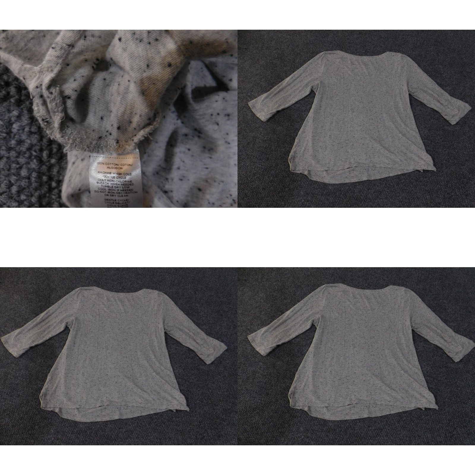 Loft VINTAGE LOFT Outlet Shirt Womens Large Gray Speckled Hello Darling 3/4 Sleeve Tunic Size L / US 10 / IT 46 - 8 Thumbnail