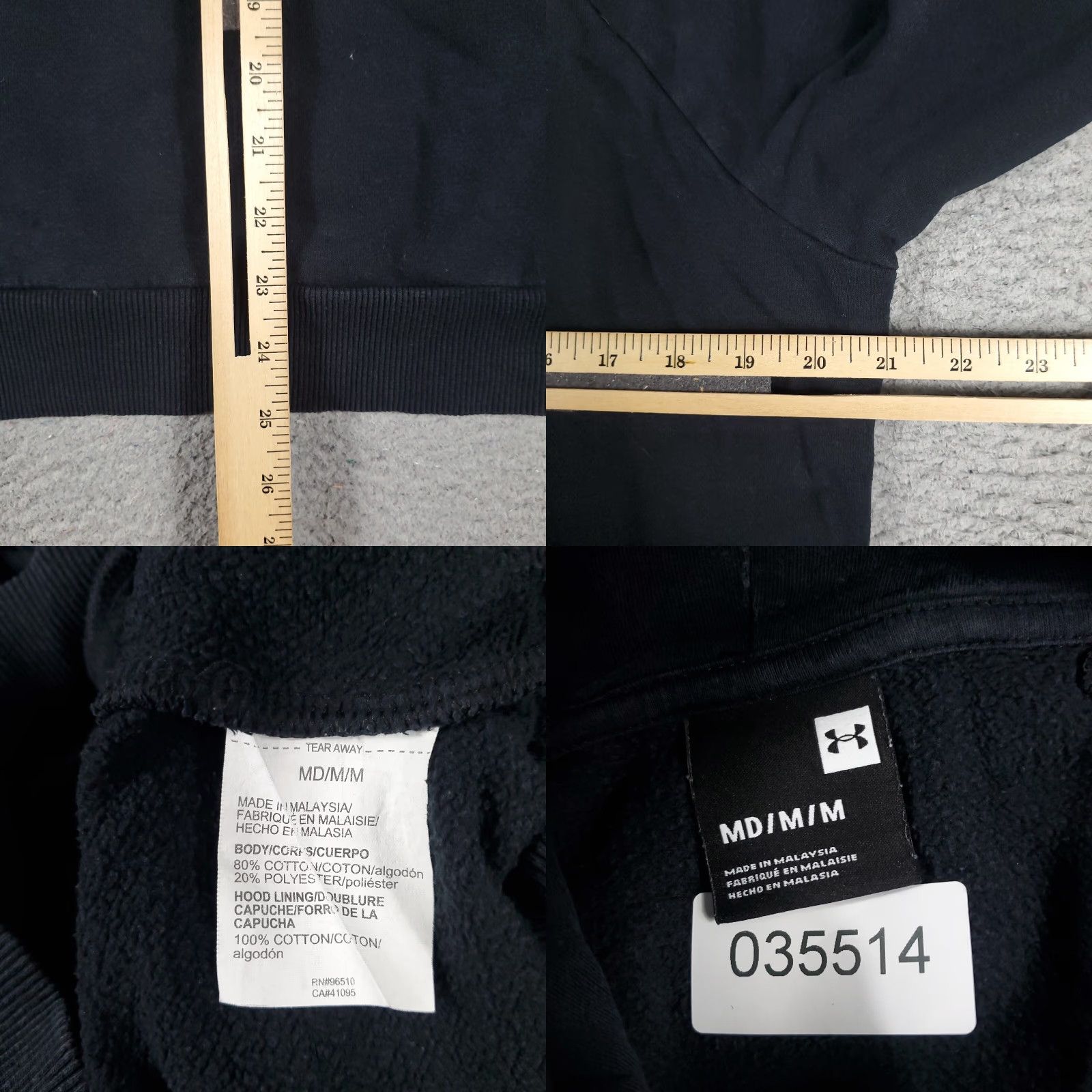 Under Armour Under Armour Hoodie Mens Medium Black Pullover Sweatshirt Sweatshirt Hoodie Sports Modern American Logo Pattern Solid Knit Size US M / EU 48-50 / 2 - 8 Thumbnail