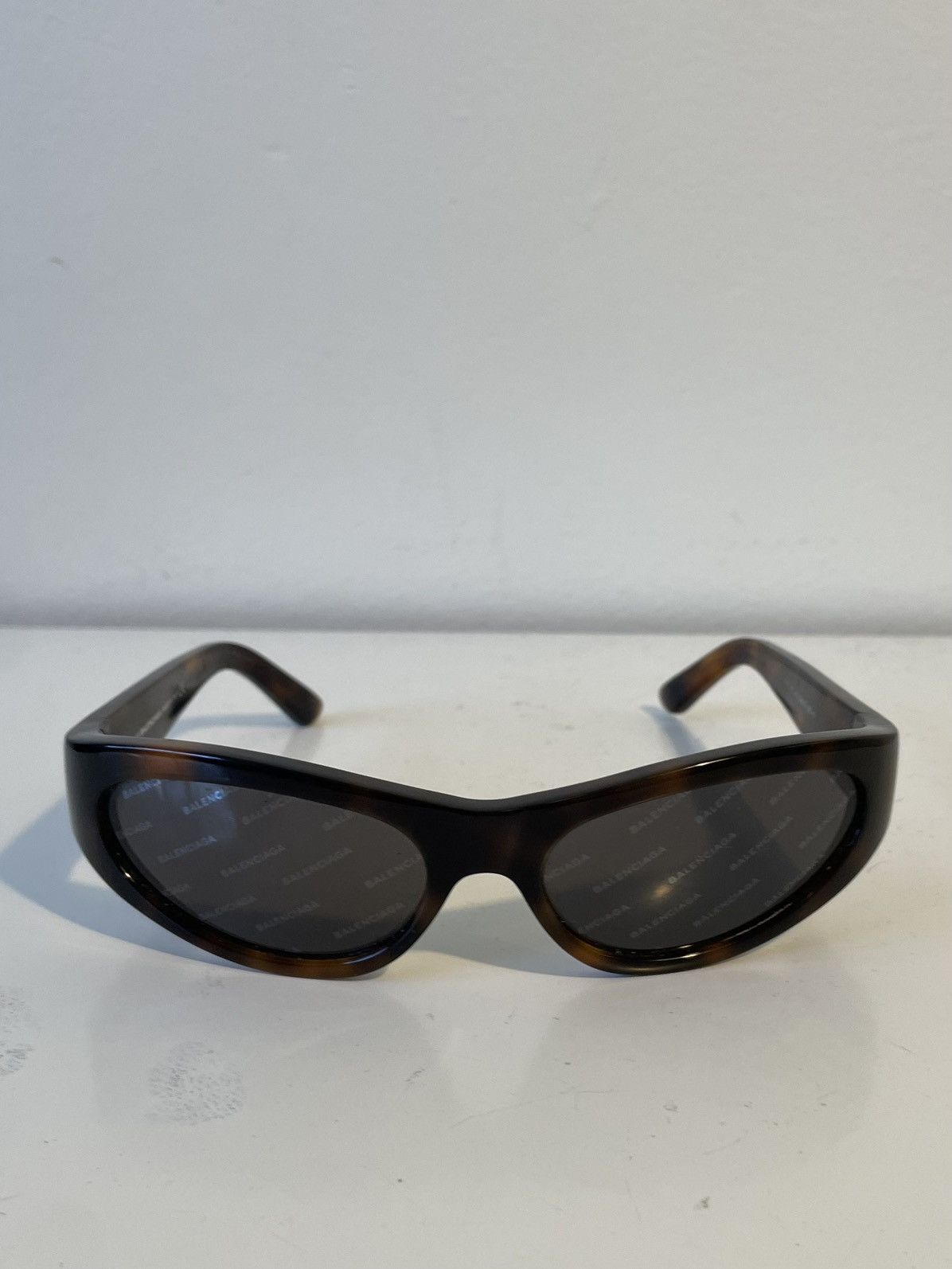 image of Balenciaga Allover Print Lens Sunglasses in Brown, Men's