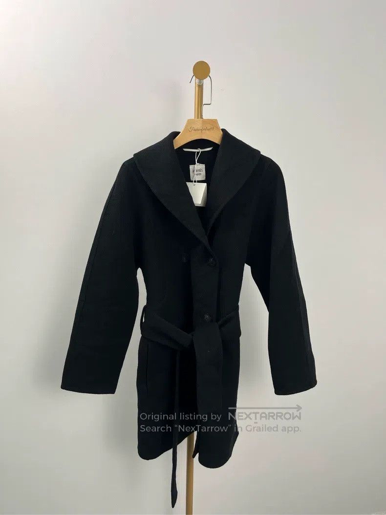 Hermes Hermes Black Lapel Long Sleeve Wool Coat Size XXS / US 00 / IT 34 - 1 Thumbnail
