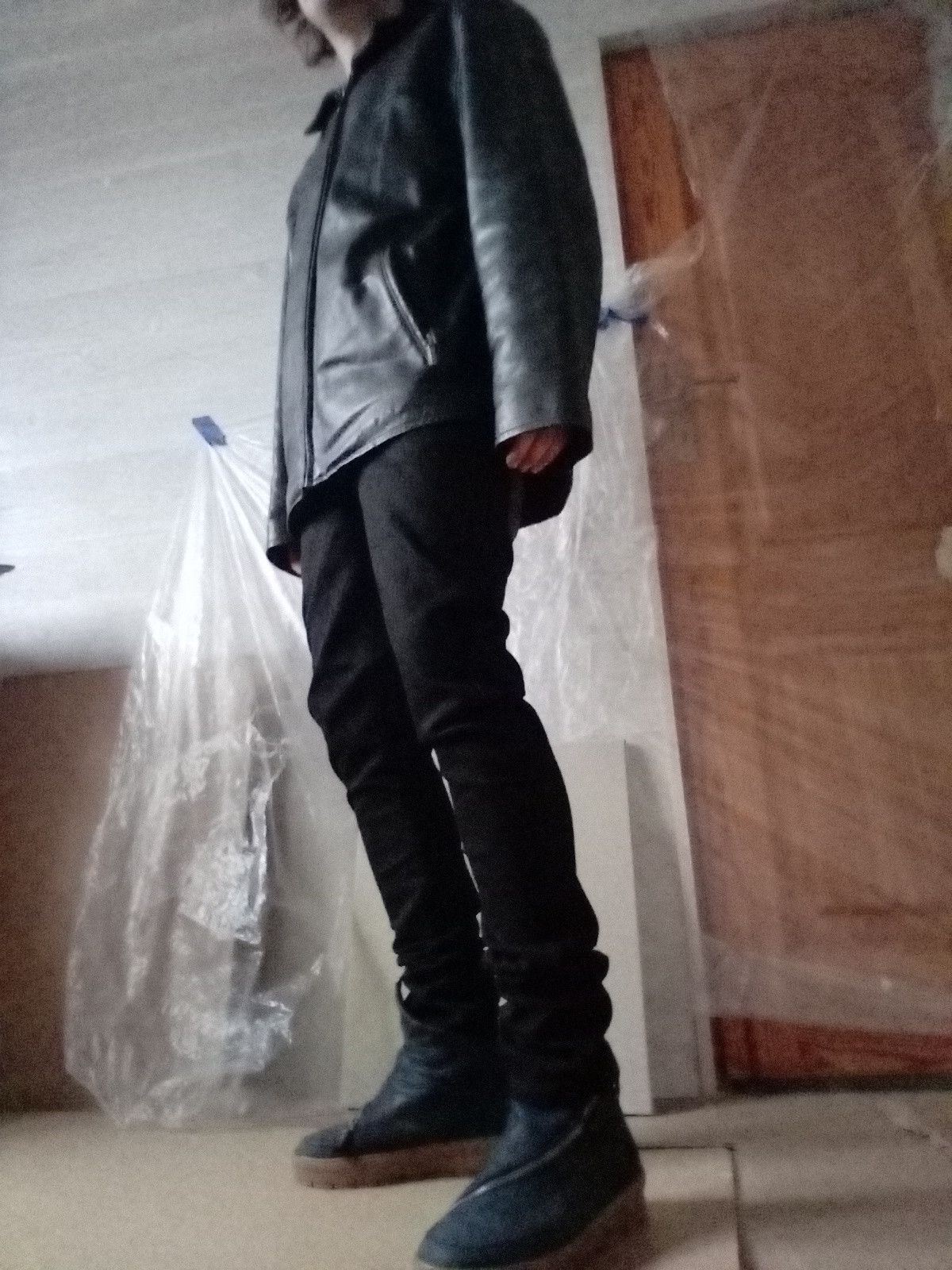 Dirk Bikkembergs Leather Pocket Pants BIKK Skinny Stacked Premium Denim goth Size US 31 - 12 Thumbnail