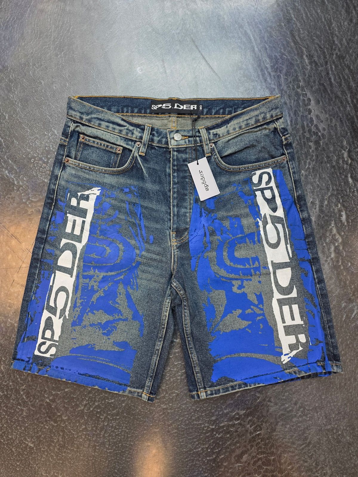 Sp5der Sp5der Indigo Beluga Denim Shorts Size US 30 / EU 46 - 1 Thumbnail