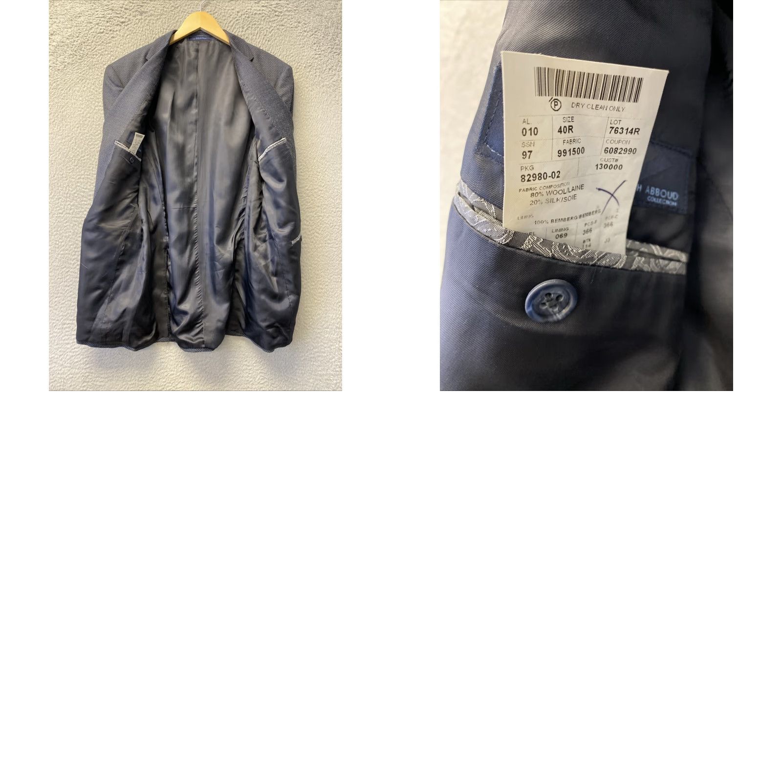 Joseph Abboud VINTAGE Joseph Abboud Sport Coat Men 40R Blue Wool Silk Geometric Single-Breasted 118-63 Size 40R - 8 Thumbnail