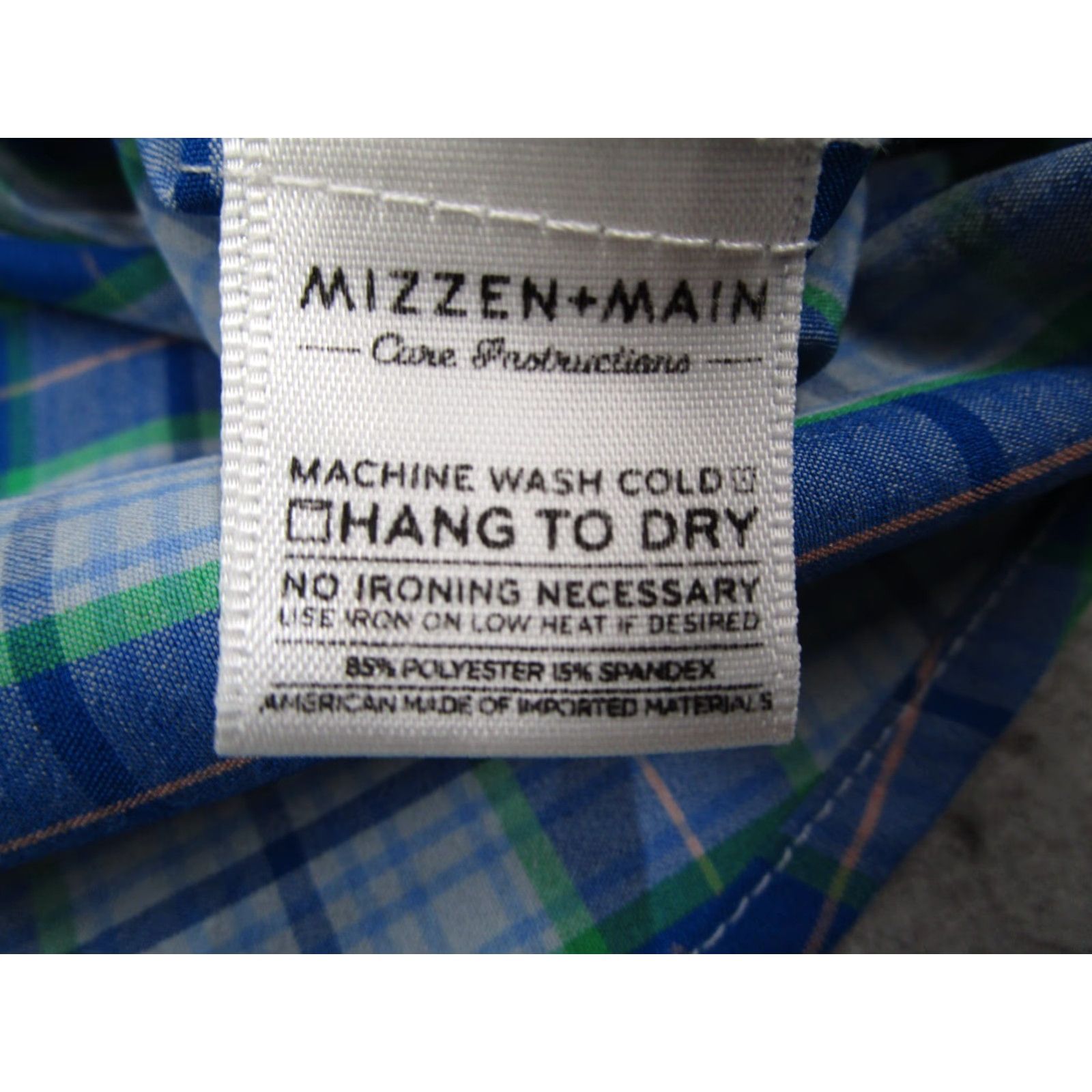 Mizzen+Main Mizzen+Main Button-Up Shirt Mens XL Blue Plaid Trim Fit Performance Work Shirt - Made in USA - 100% Polyester Blend - City, Preppy, Classic - Mens Size US XL / EU 56 / 4 - 4 Thumbnail