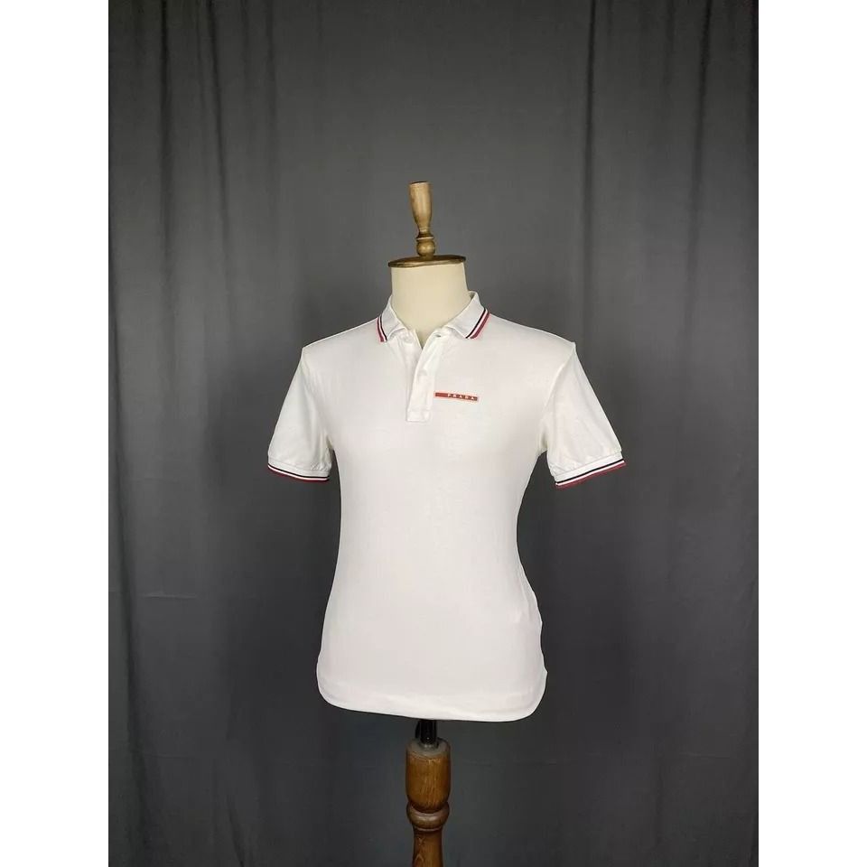 Prada Prada Red Tab Luxury Men's White Polo T-Shirt Size L Size US L / EU 52-54 / 3 - 7 Thumbnail