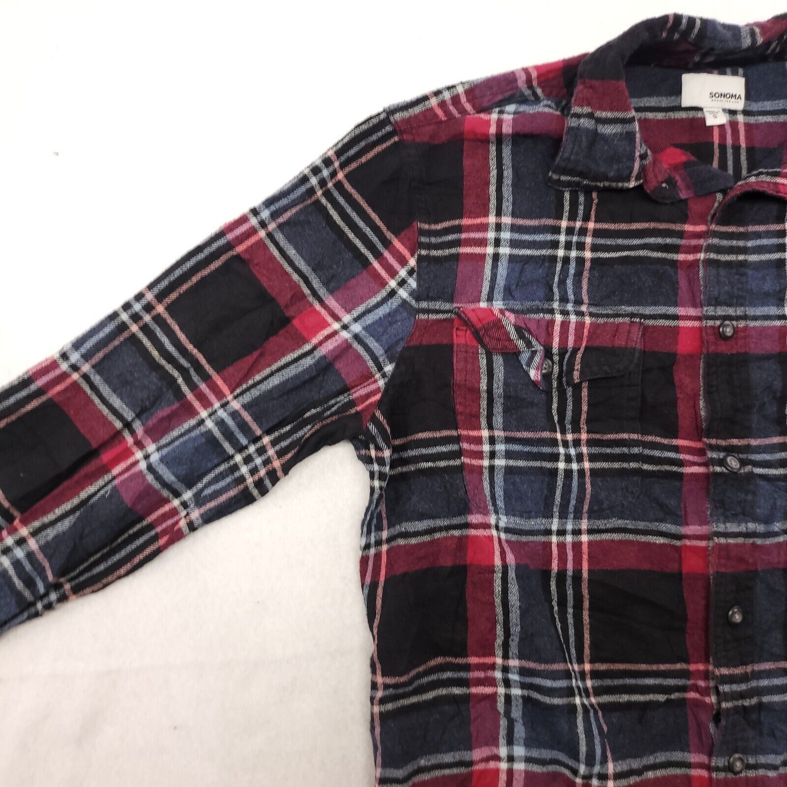 Sonoma Sonoma Madras Flannel Button Up Shirt Mens Size Small S Blue Size US S / EU 44-46 / 1 - 4 Thumbnail
