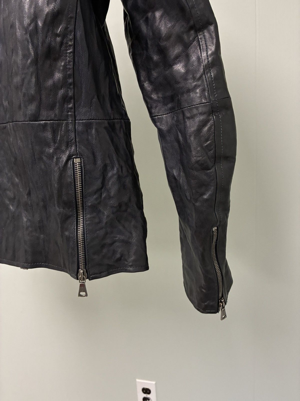 John Varvatos Leather Backzip Crinkled Jacket EU 46 USA 36 Size US S / EU 44-46 / 1 - 11 Thumbnail
