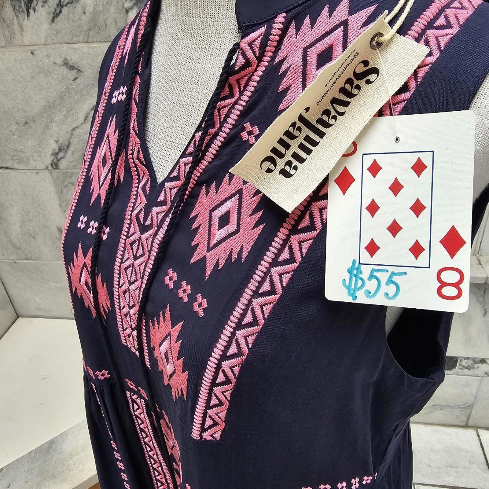 Other Women's Pink and Navy NWT Aztec Print Dress Size L / US 10 / IT 46 - 8 Thumbnail