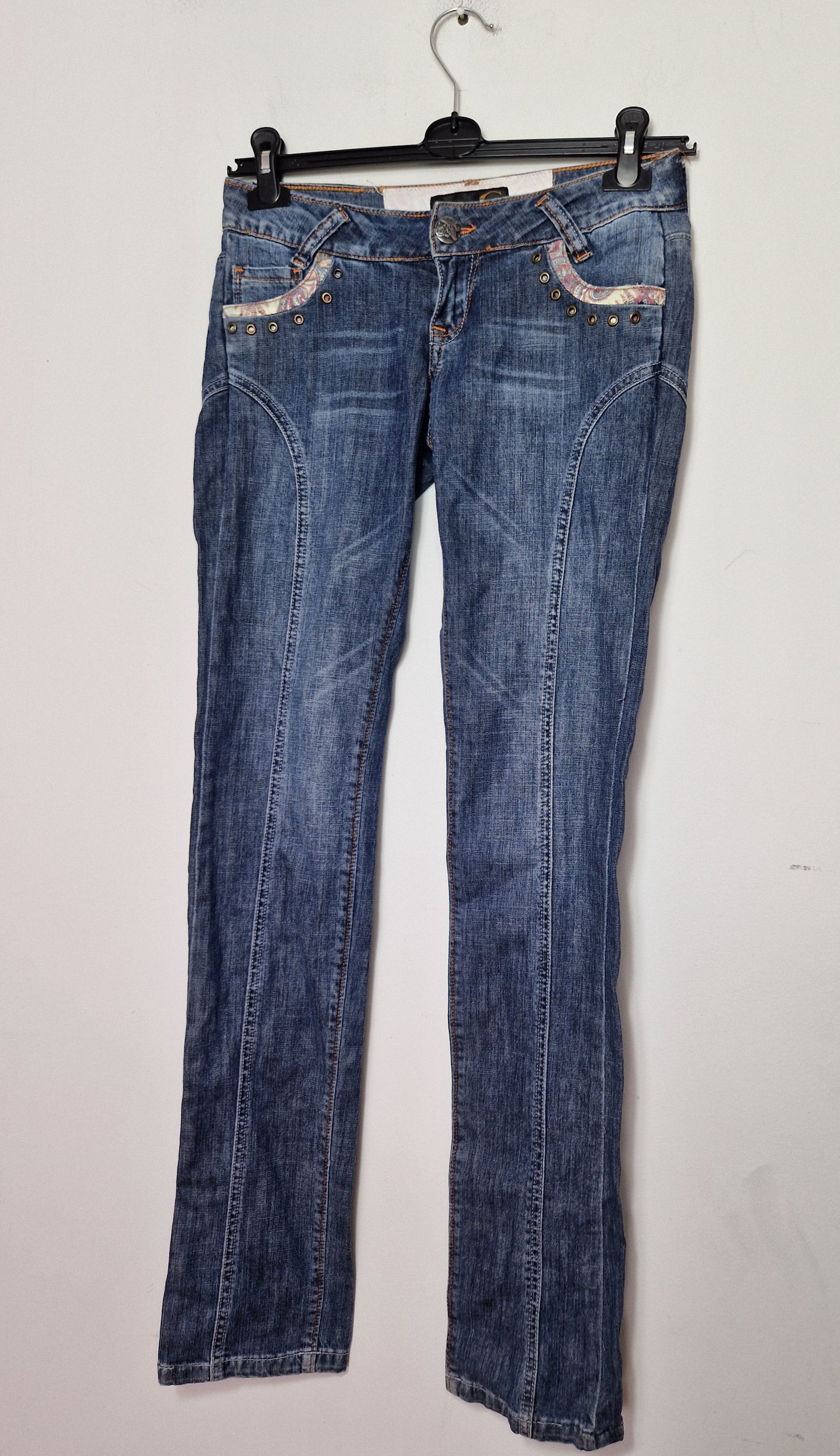 Just Cavalli × Roberto Cavalli Roberto Cavalli vintage embroided y2k denim pants Size 33" - 1 Thumbnail