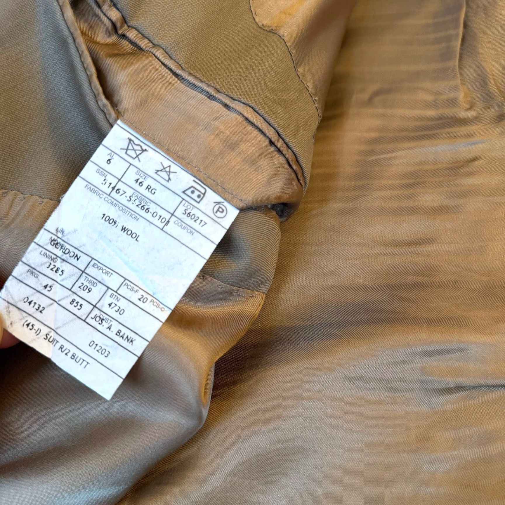 Jos. A. Bank VINTAGE not applicable; use provided: JOS A BANK Tan Two Piece Suit Jacket Pants Formal Business Mens 46R 36x28" Size 46R - 6 Thumbnail