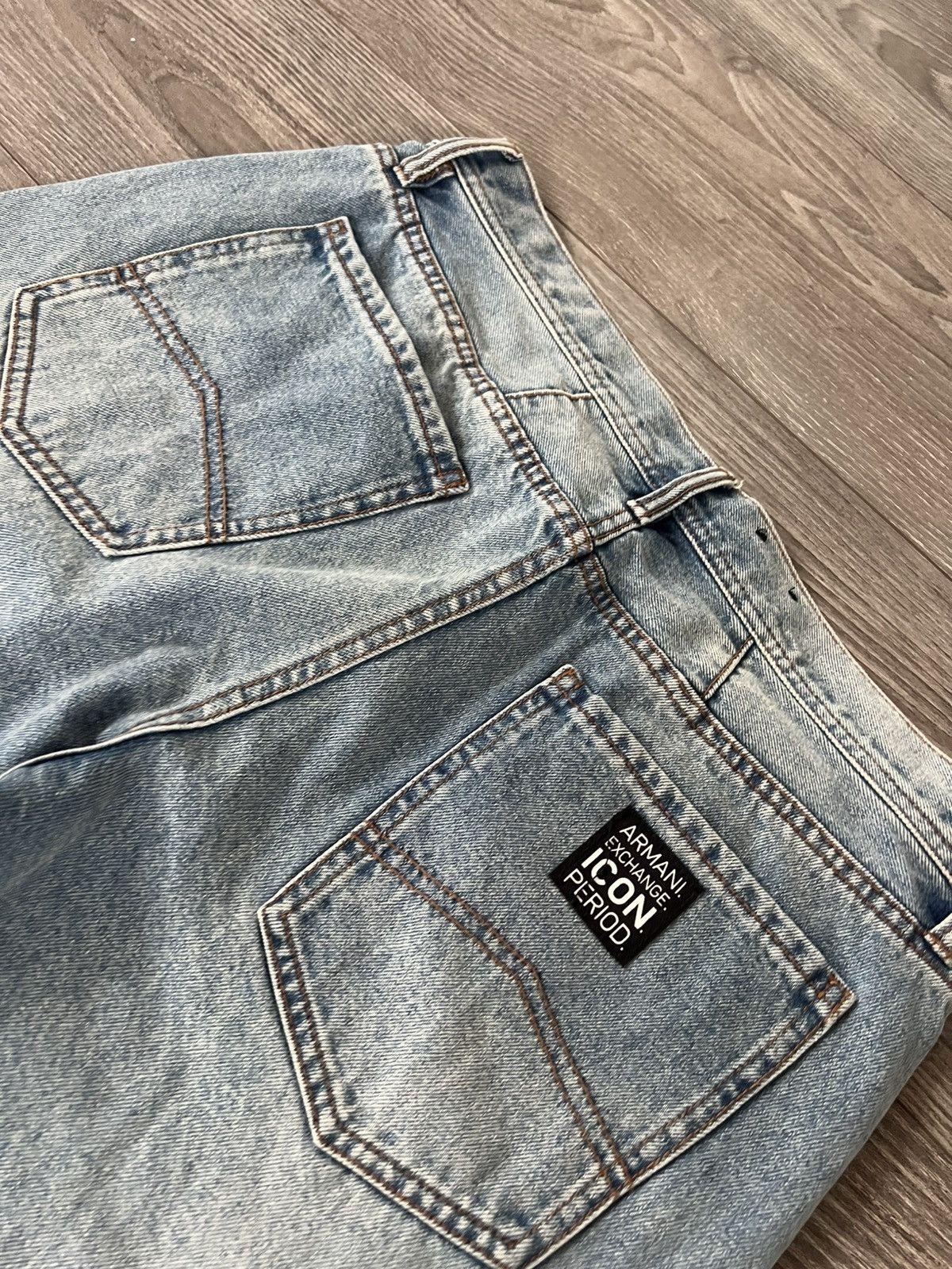 Armani Exchange × Designer ‼️Armani Excange J13 Icon Period Box Logo Denim Jeans‼️ Size US 33 - 11 Thumbnail