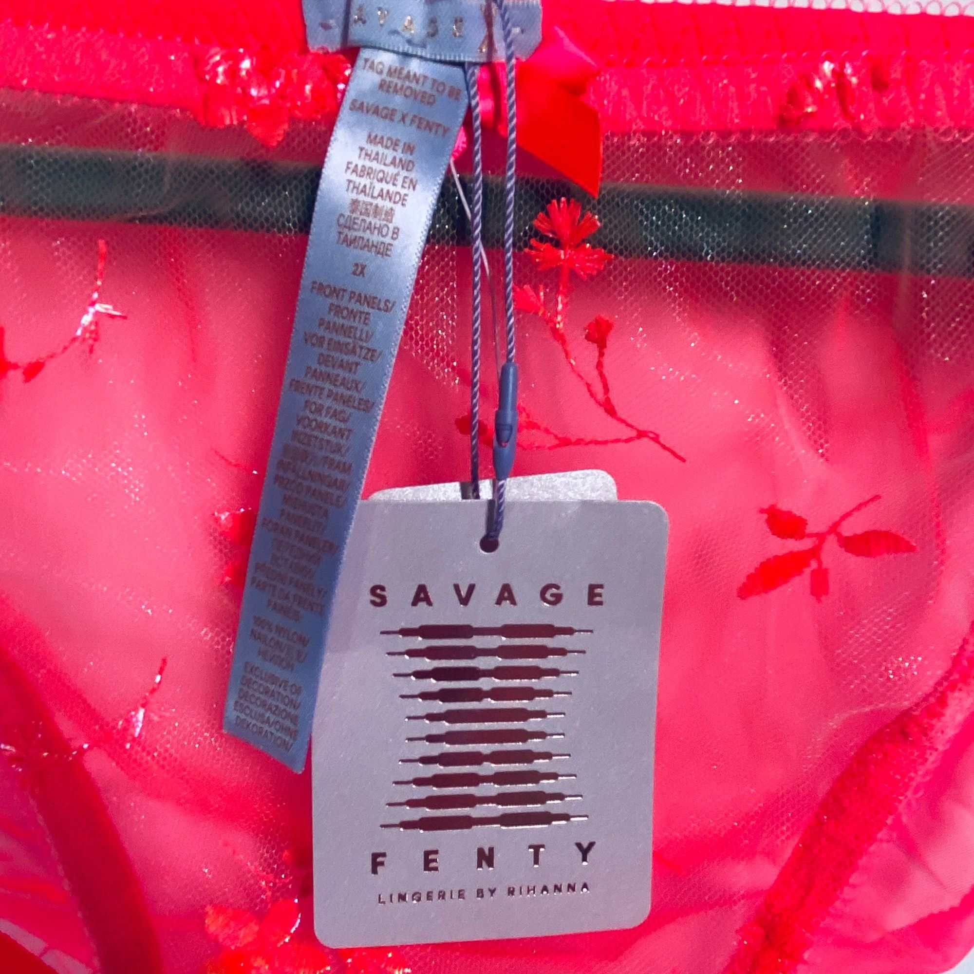 Other Savage X Fenty Red Floral Sheer Bikini Panties 2X Size ONE SIZE - 5 Thumbnail