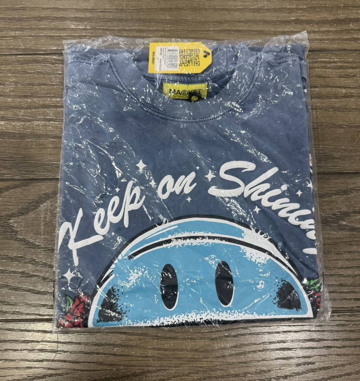 Designer × Market 🌹 MARKET Washed Blue Keep On Shining Tee Shirt Small 🌹 Size S / US 4 / IT 40 - 6 Thumbnail