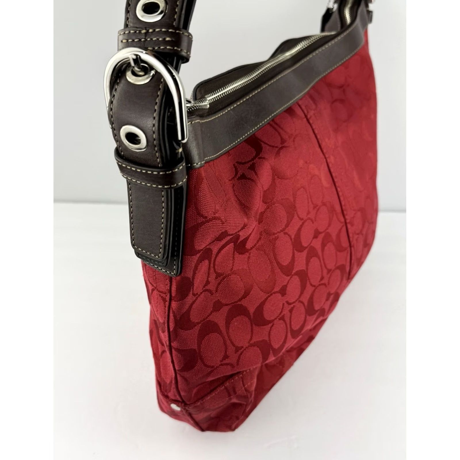 Coach VINTAGE Coach Shoulder Bag Adult Medium Red Signature Sufflette Crossbody 12884 Rare Y2K Size ONE SIZE - 7 Thumbnail