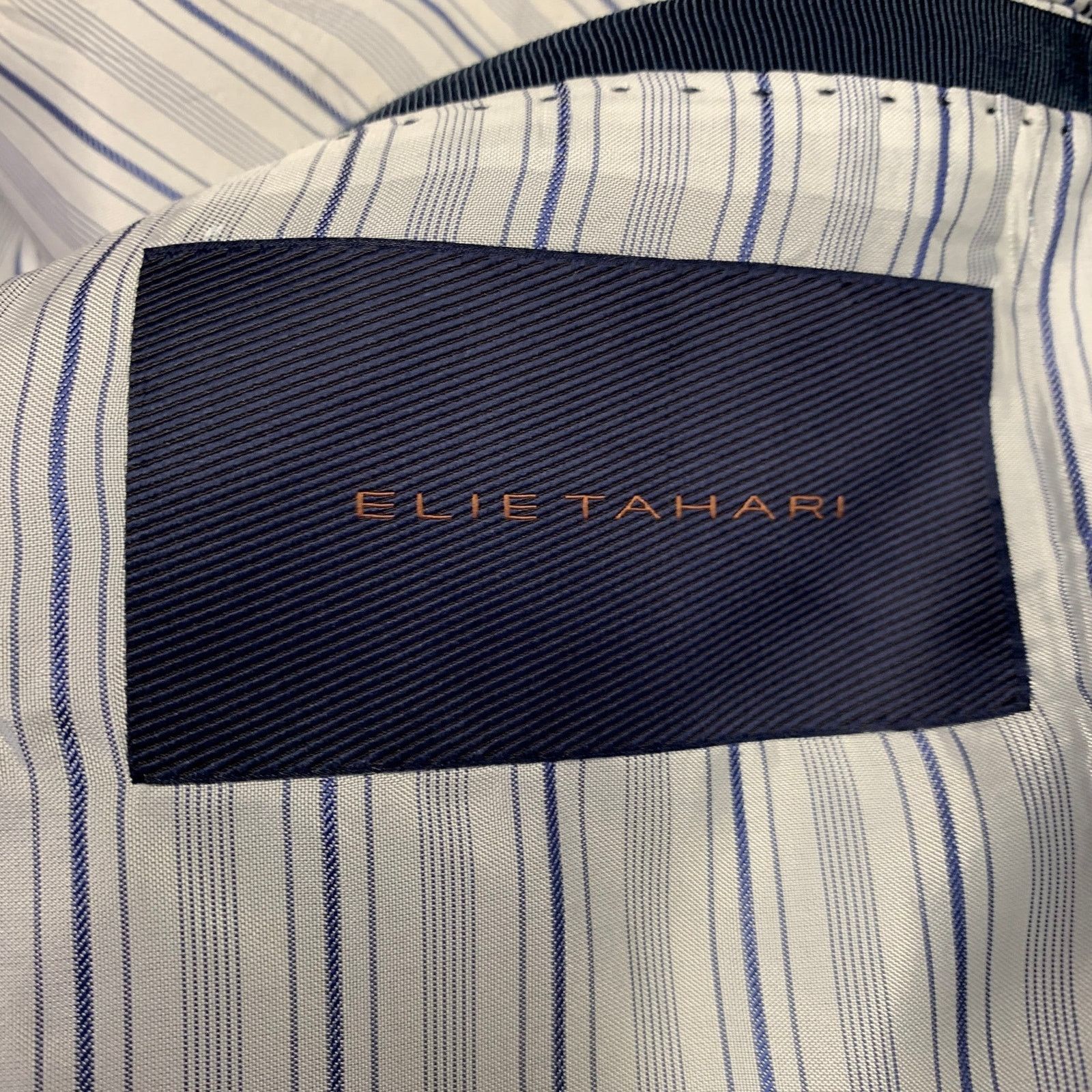 Elie Tahari Size 42 Redford Navy Hemp Linen Notch Lapel Jacket Size US L / EU 52-54 / 3 - 4 Thumbnail