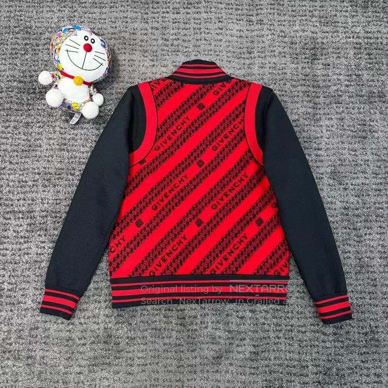 Givenchy Givenchy Cashmere Black Red Patchwork Baseball Jacket Size US XL / EU 56 / 4 - 2 Thumbnail