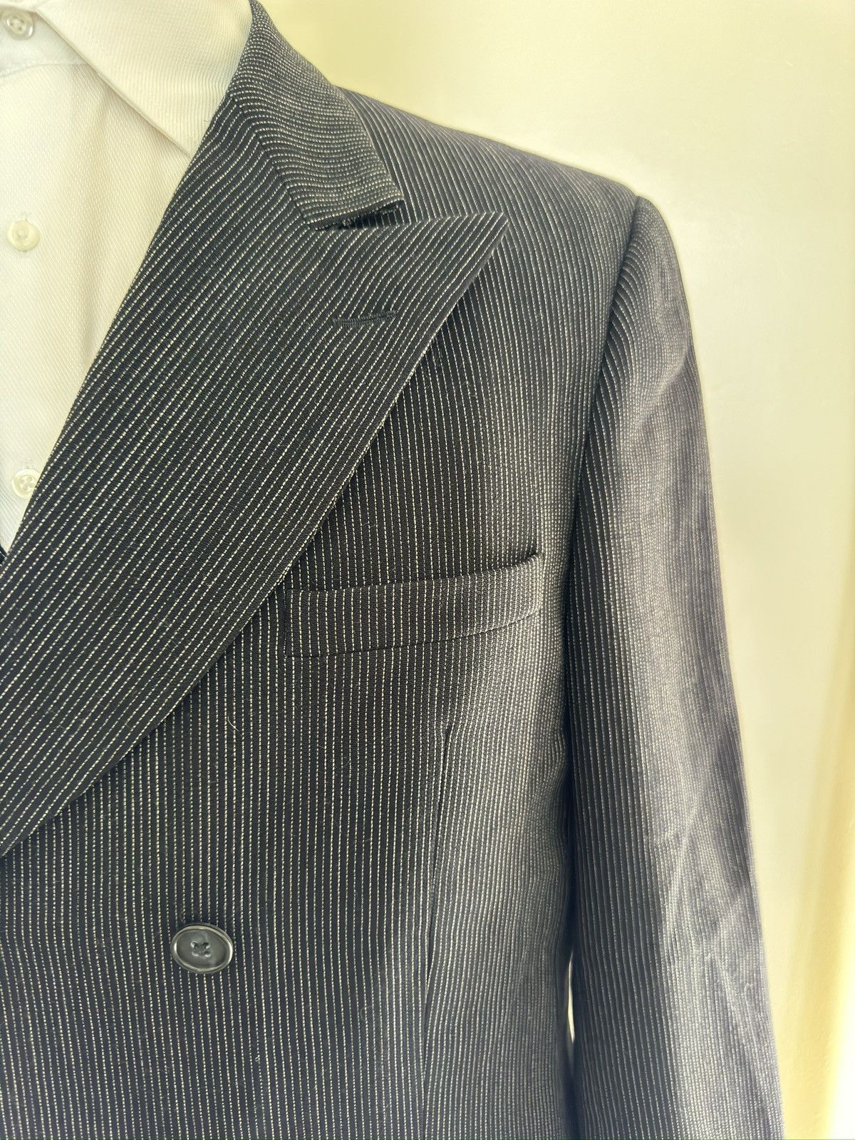 Versace VERSACE CLASSIC V2 Striped DB 6 Button Suit in Black 42R Size 44R - 3 Thumbnail