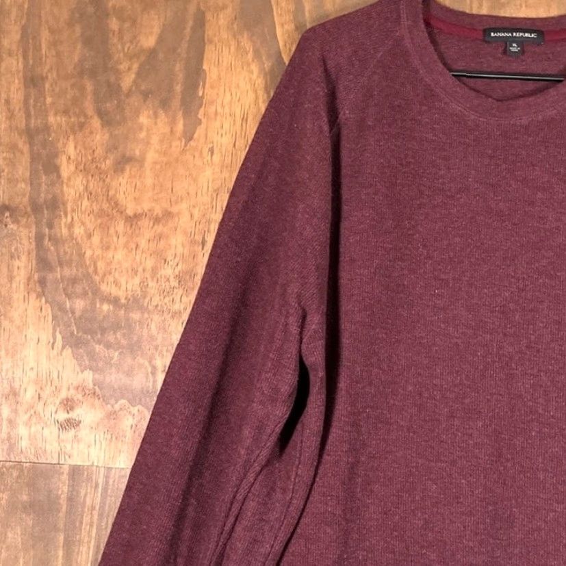 Banana Republic Banana Republic Mens Sweatshirt Burgundy Crew Neck Long Sleeve XL Pullover Knit Casual Business Workwear 90s Preppy Normcore Mens Size US XL / EU 56 / 4 - 4 Thumbnail