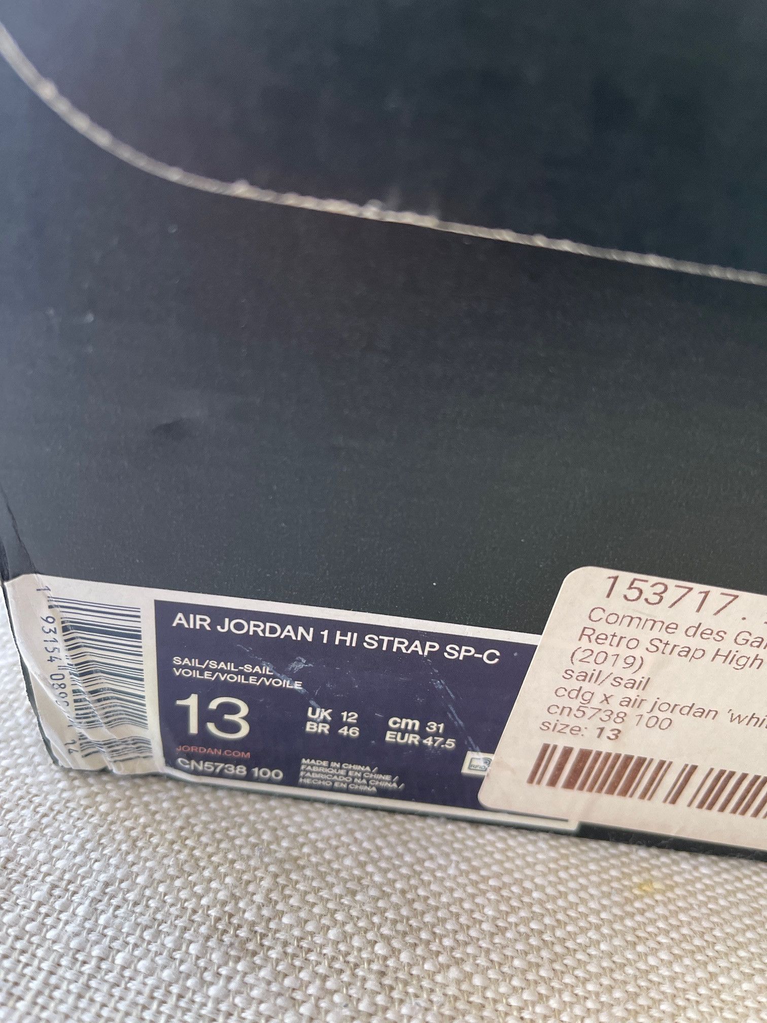 Comme des Garcons × Jordan Brand Comme des Garçons x Air Jordan 1 Retro Strap High 'White' Size US 13 / EU 46 - 9 Thumbnail