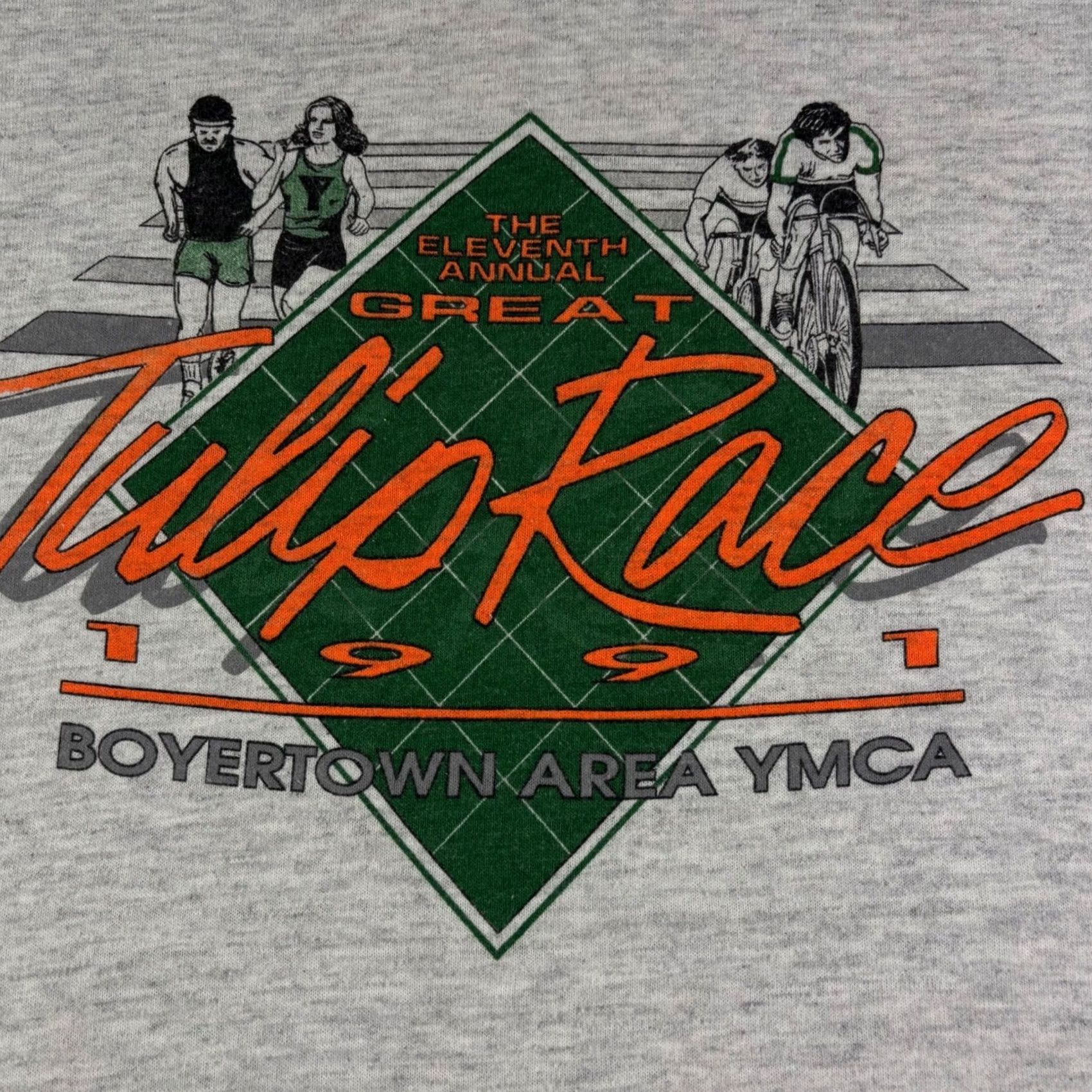 Jerzees VINTAGE 1991 Tulip Race T Shirt Mens Medium Gray Boyertown YMCA Jerzees USA Sportswear Graphic Tee Short Sleeve Size US M / EU 48-50 / 2 - 6 Thumbnail