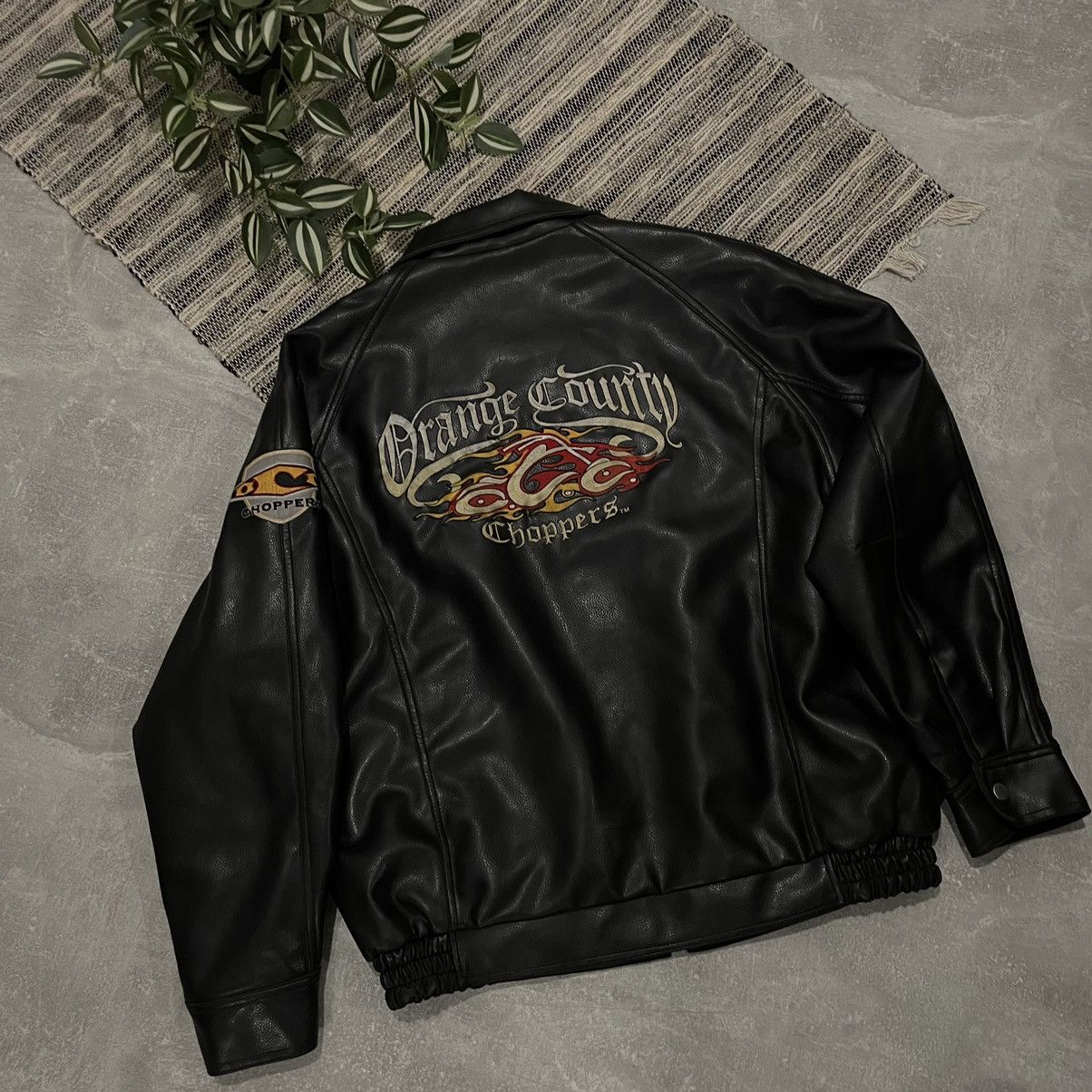 image of Choppers Moto Jacket Leather Bomber Jacket Vintage 90's Racin, Men's (Size Medium)