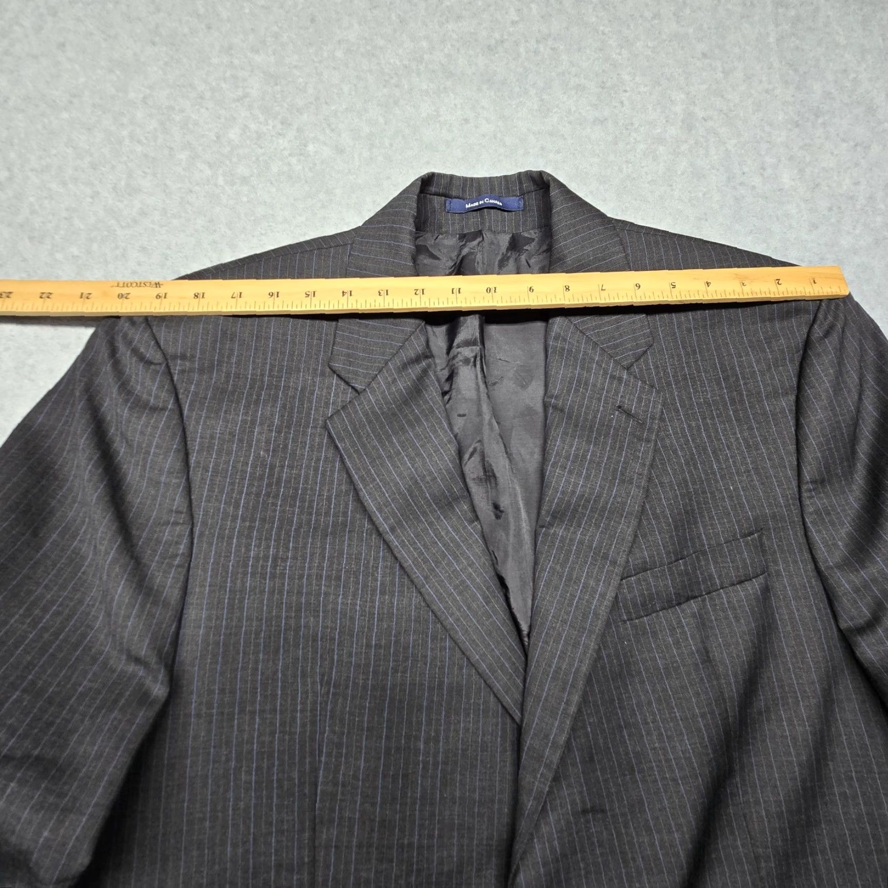 Chaps VINTAGE Chaps Ralph Lauren Blazer Mens Large Gray Pinstripe 2 Button Sport Coat Size 44R - 6 Thumbnail