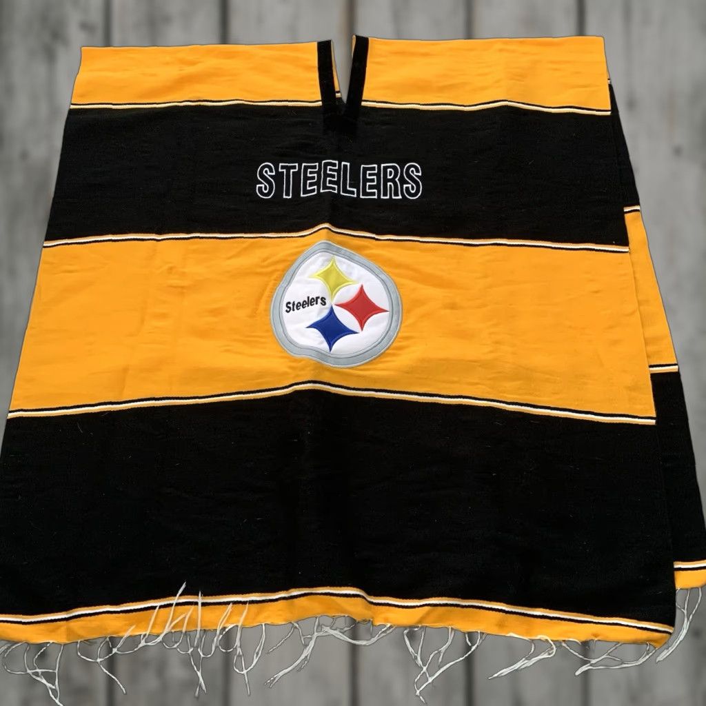 NFL NFL Steelers Poncho Pullover Shirt Men One Size Black Gold Fringe Multicolor Striped Long Casual All Seasons Embroidered Size US M / EU 48-50 / 2 - 1 Thumbnail