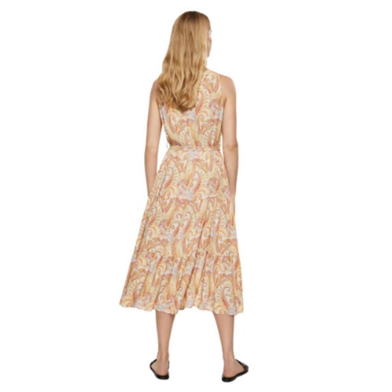 Mango Mango Flowy Paisley Sleeveless Belt Tie Long Dress 16 NWT Size XXL / US 16-18 / IT 52-54 - 3 Thumbnail