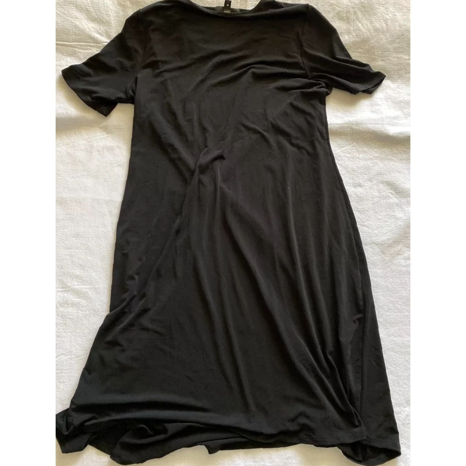 Mossimo Mossimo Dress Women’s M Black Mermaid Midi Crew Neck Short Sleeve Pullover Rayon - Regular Size M / US 6-8 / IT 42-44 - 7 Thumbnail