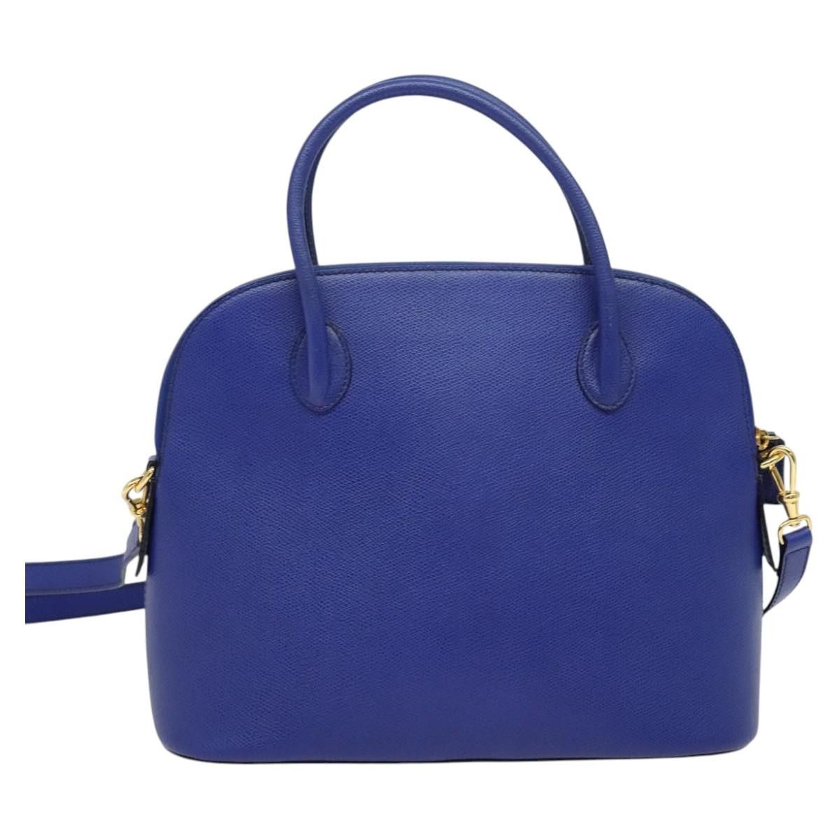 CELINE Hand Bag Leather Blue Gold
