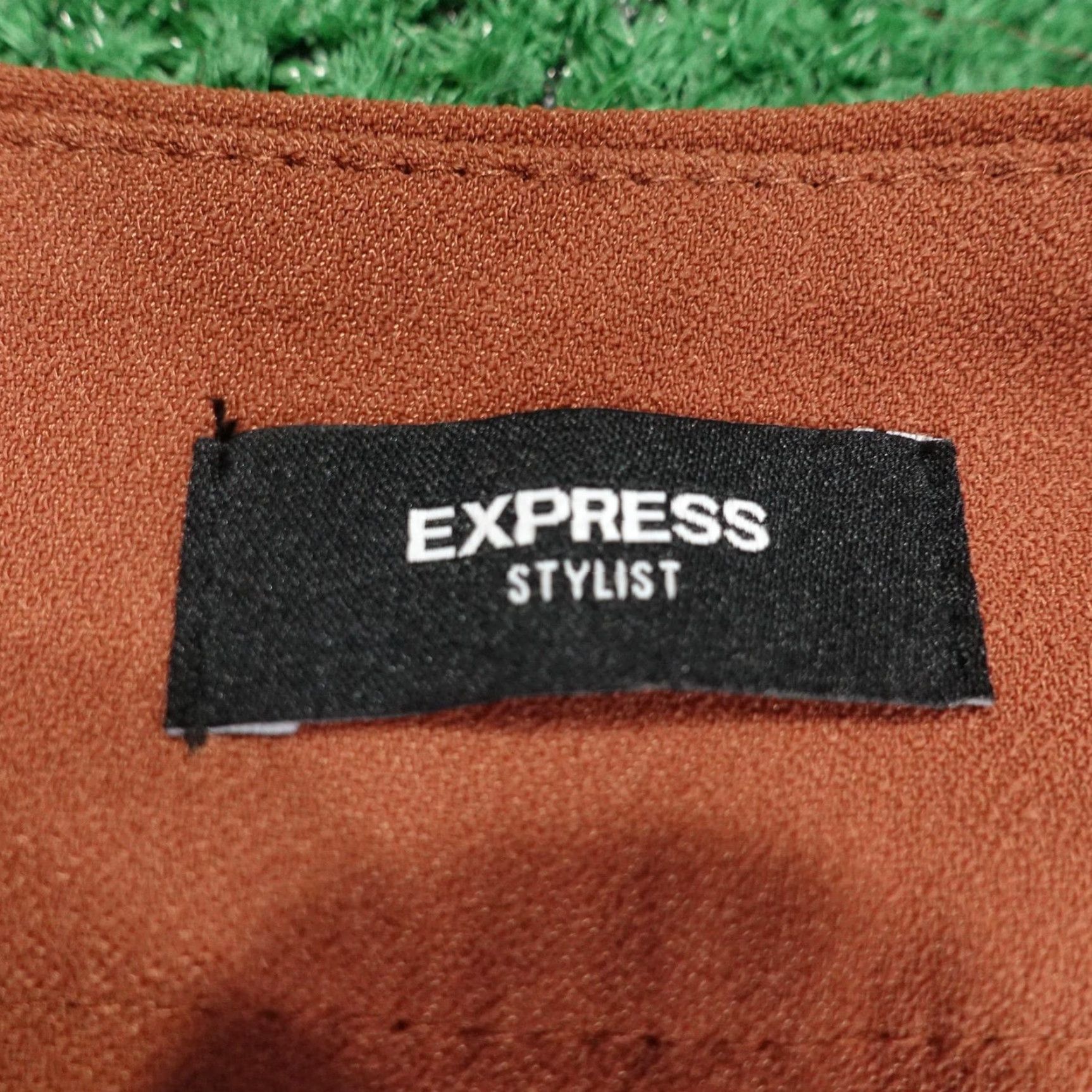 Express VINTAGE Express Stylist Ankle Super High Rise Pants Womens 4 Brown Crepe Pleated Pockets 28x26.5 Women Size 27" / US 4 / IT 40 - 6 Thumbnail