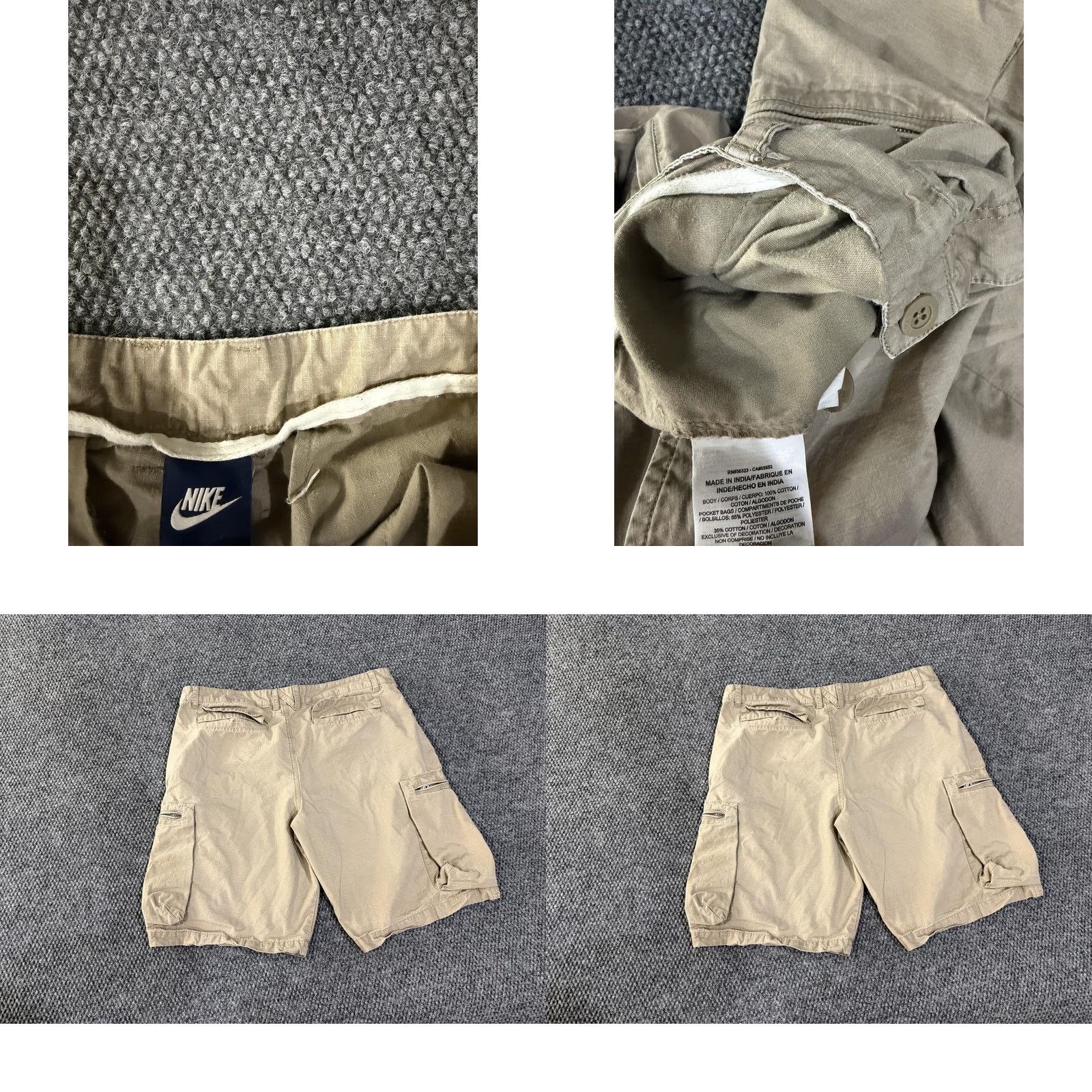 Nike Nike Cargo Shorts Mens 36 Beige Cotton Canvas Relaxed Fit Pockets Casual Size US 36 / EU 52 - 8 Thumbnail