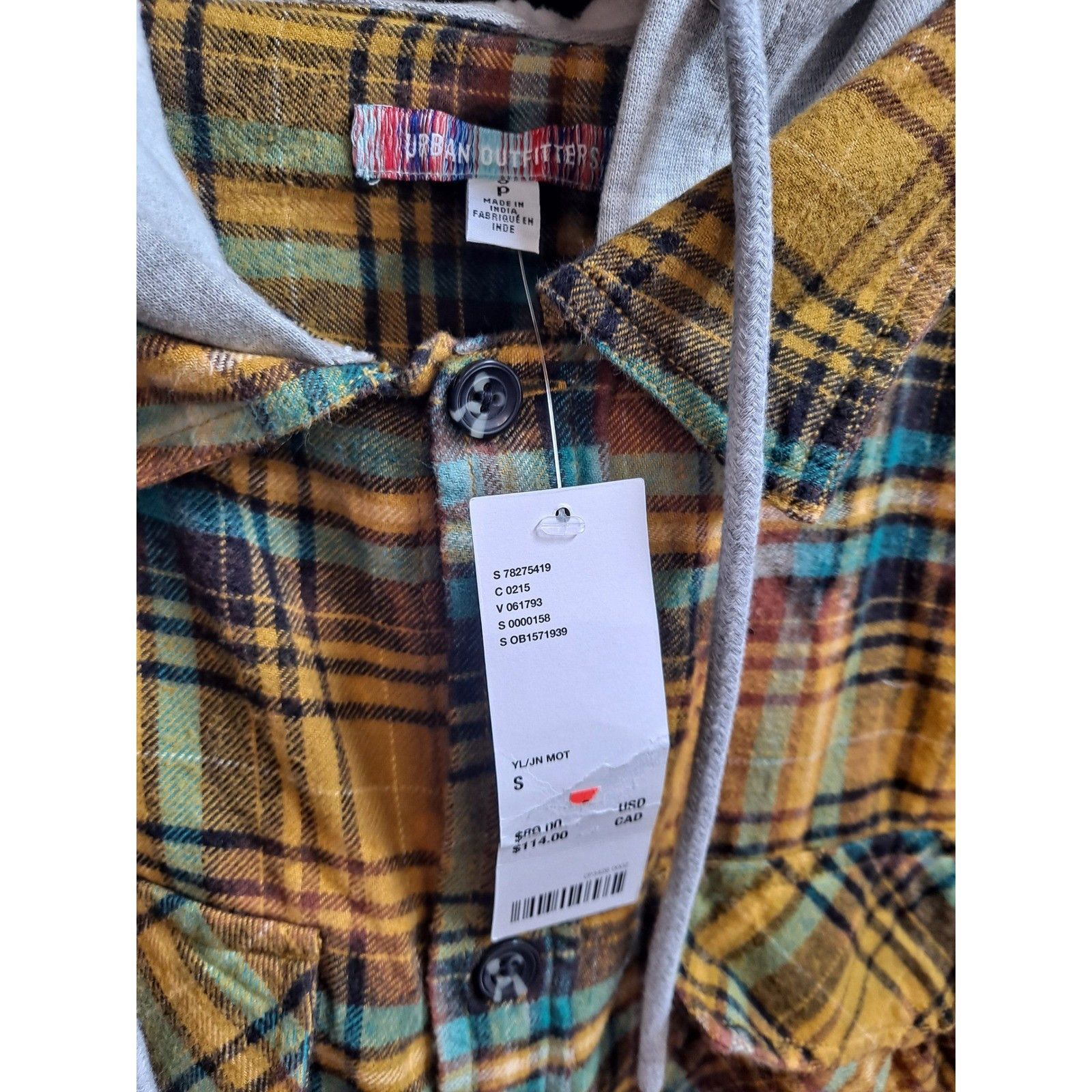 Urban Outfitters Urban Outfitters Hooded Flannel Shirt Plaid Button Up Long S Size US S / EU 44-46 / 1 - 5 Thumbnail