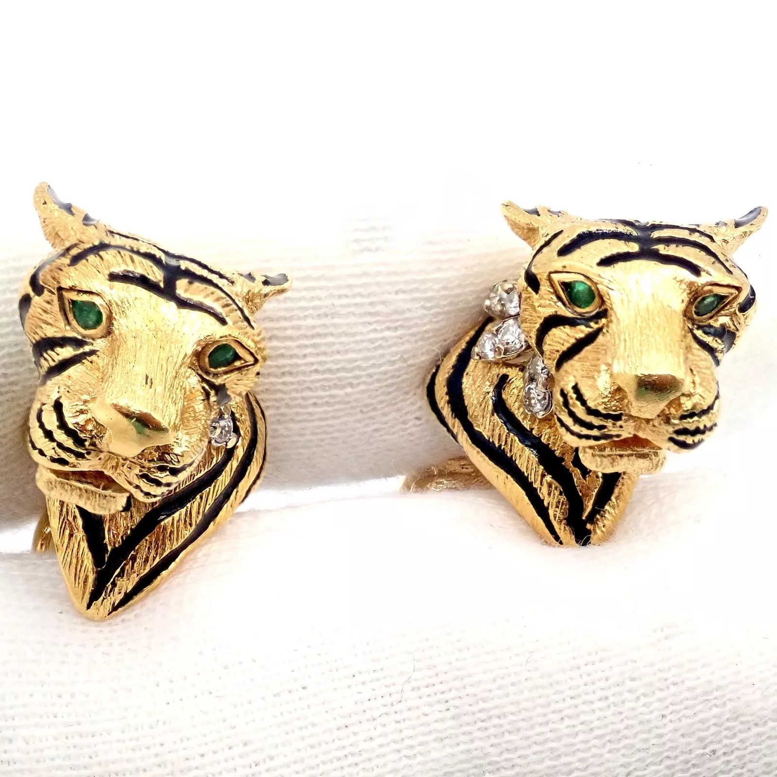 Tiffany & Co. 18k Yellow Gold Diamond Bengal Tiger Germany 1989 Cufflinks Size ONE SIZE - 5 Thumbnail