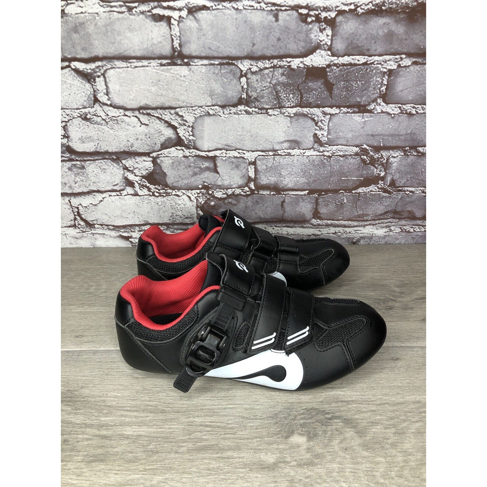 Other Peloton Cycling Shoes Black Leather Mesh White Red Strap Wom Size US 6.5 / IT 36.5 - 10 Thumbnail