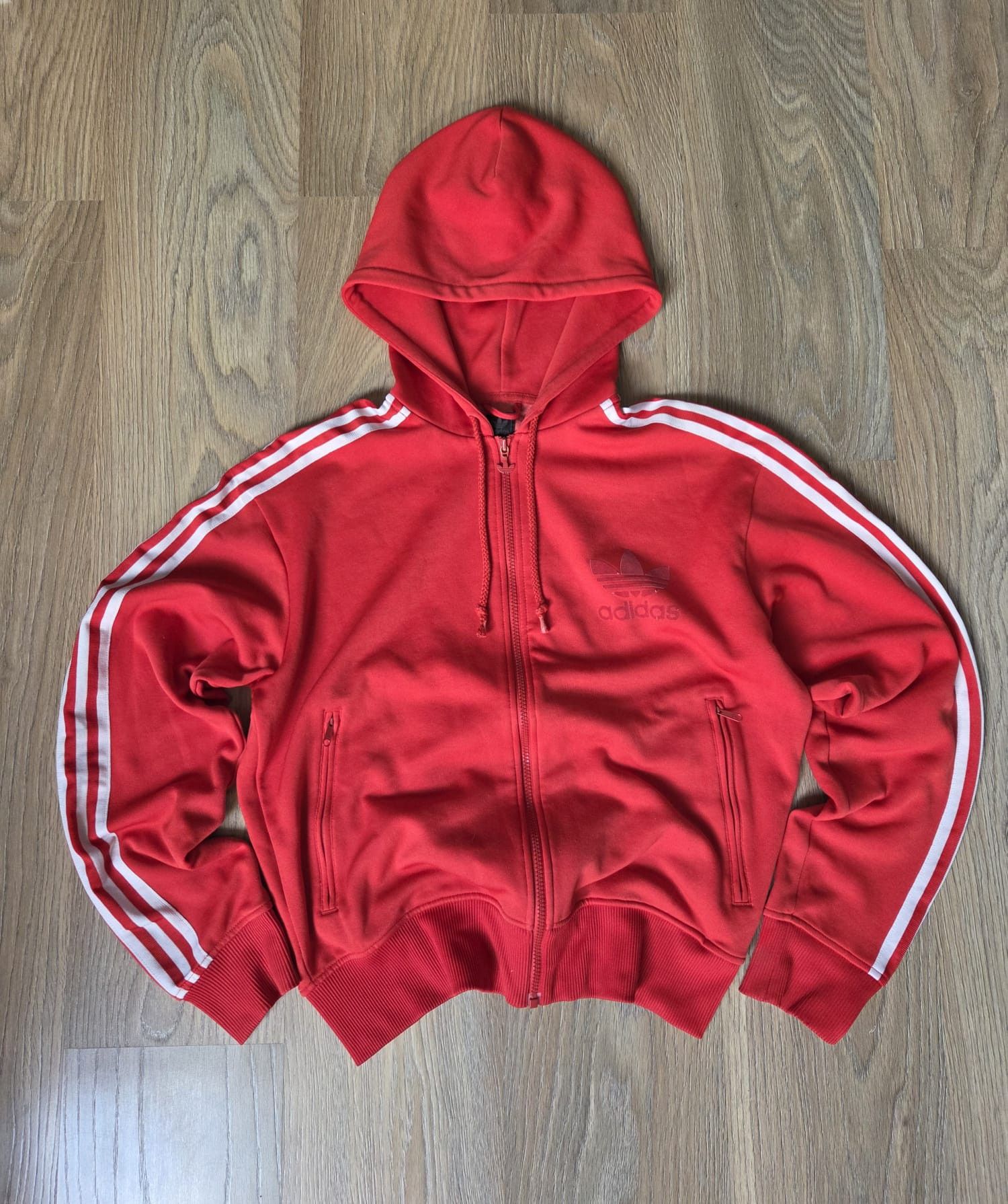 Adidas Vintage 00s Adidas Red Hoodie Size US L / EU 52-54 / 3 - 1 Thumbnail