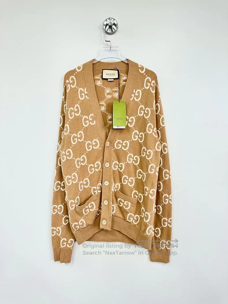 Gucci Gucci Brown double G full-print knitted cardigan coat Size M / US 6-8 / IT 42-44 - 1 Thumbnail