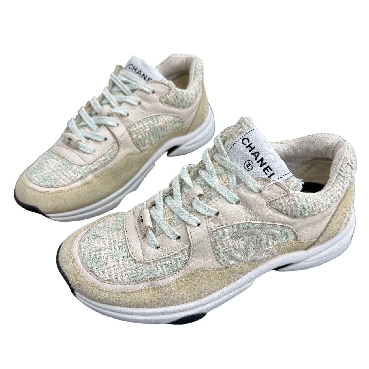 Chanel Chanel Tweed Low-Top Sneakers Size 37 Size US 6 / IT 36 - 1 Thumbnail