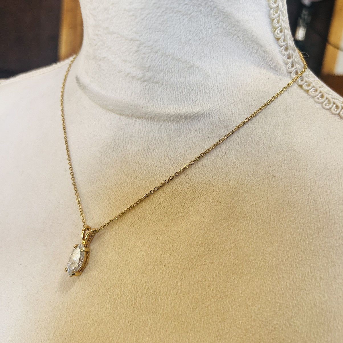 Vintage Vintage 80s faceted marquis prong set stone necklace Size ONE SIZE - 4 Thumbnail
