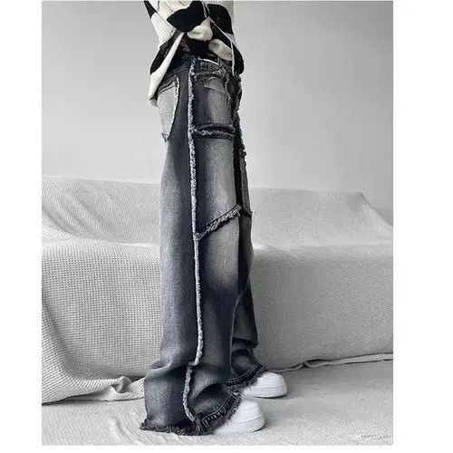 Jean Black Grey Gothic Baggy Jeans Men Women Size US 32 / EU 48 - 4 Thumbnail