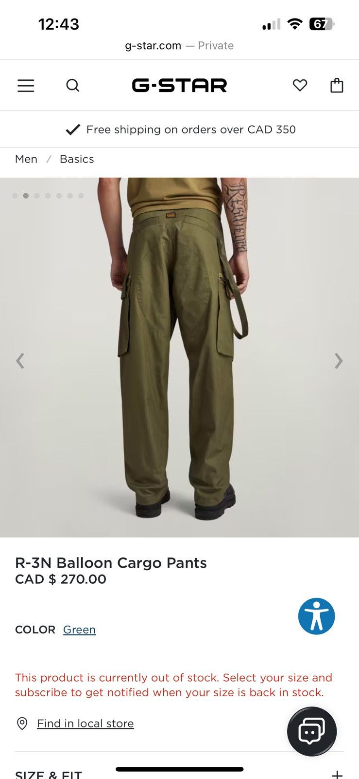 G-Star G Star R-3N Balloon Cargo Pants Size US 34 / EU 50 - 18 Thumbnail