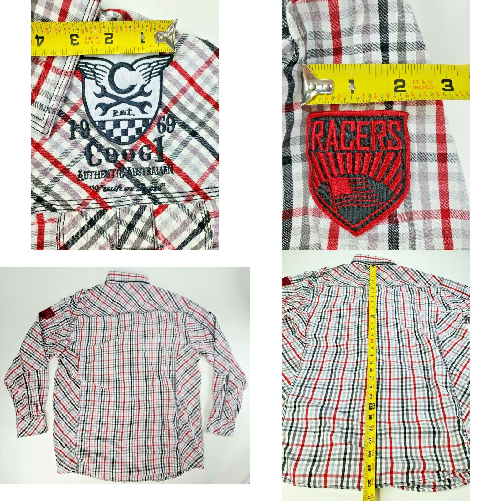 Coogi COOGI Australia Long Sleeve Plaid Button-Down Shirt Men 2XL Red Embroidery, Multicolor, Cotton, Casual Shirt, Button-Up, Regular Fit Size US XXL / EU 58 / 5 - 8 Thumbnail