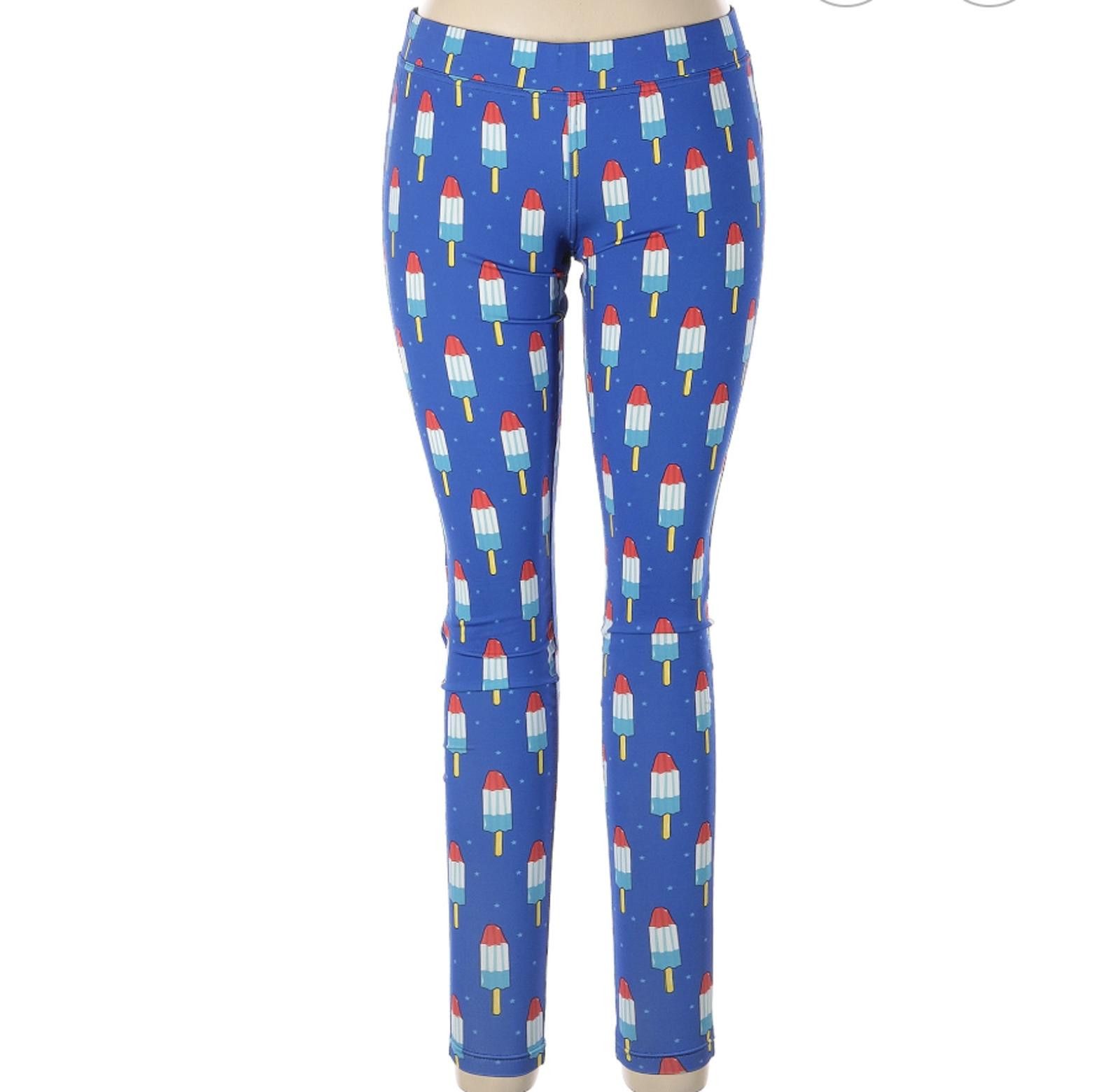 Tipsy Elves Tipsy Elves Blue Popsicle Print Leggings Size L Size 36" / US 14 / IT 50 - 1 Thumbnail