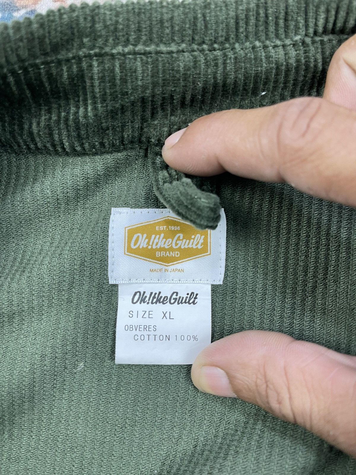 Japanese Brand Oh! The Guilt Corduroy Moss Green Zipper Jackets Size US L / EU 52-54 / 3 - 11 Thumbnail